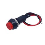 Tipka okrogla vgradna s kablom 12mm rdeča