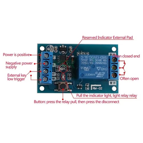 Relejni modul 1 rele 12V bistabilni TIPKA Low vezava Relejni modul 1 rele 12V bistabilni TIPKA Low vezava