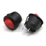 Stikalo okroglo vgradno 15mm 2pina RDEČA