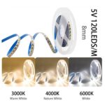 LED trak 12V 5m 8mm 120LEDm IP30 naravno bela