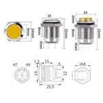 Tipka KOVINSKA 12mm dimenzije
