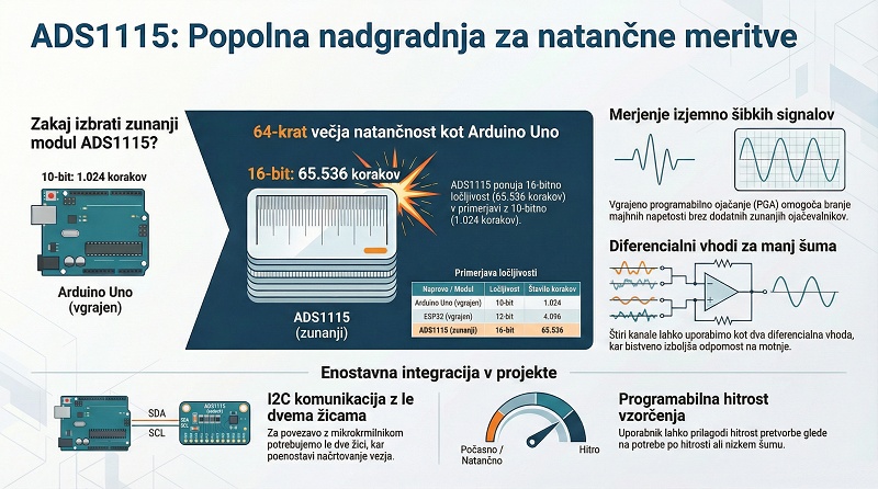 Prednosti modula ADS1115 za meritve