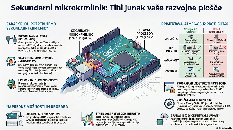 Sekundarni mikrokrmilnik na razvojni plošči