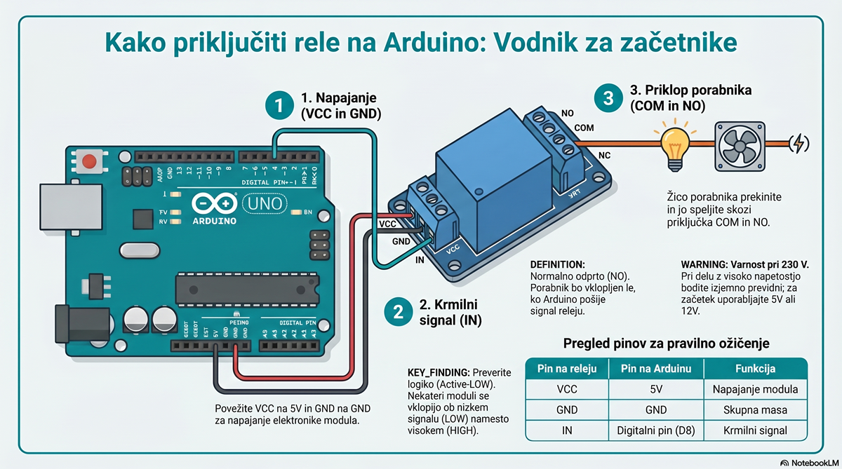 Priklop releja na mikrokrmilnik