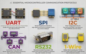 Vsi strojni protokoli razloženi UART, SPI, I2C, CAN, RS232, 1-Wire