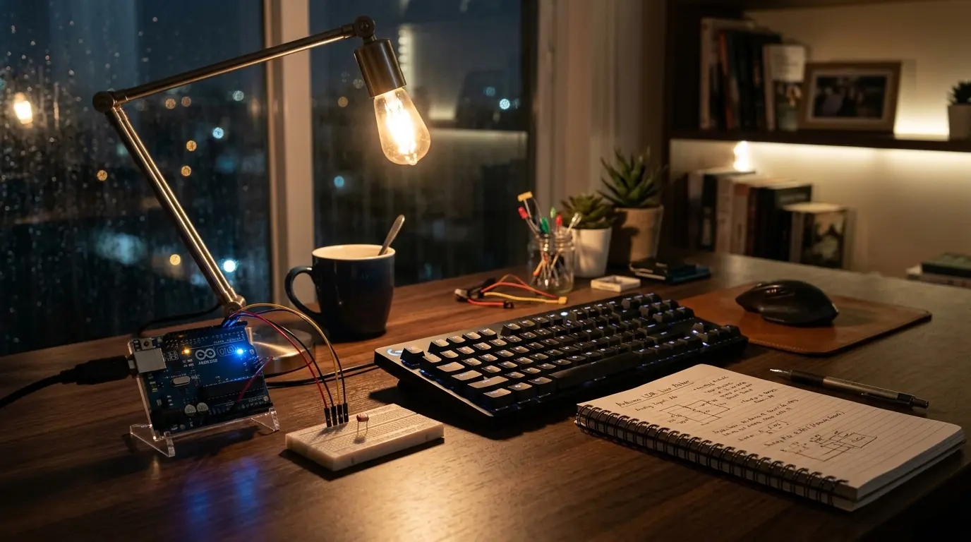 senzor svetlobe arduino pisarna Arduino senzor svetlobe z avtomatsko namizno lucjo - LDR primer
