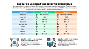 ESP32-C6 vs ESP32-S3: primerjava kljucnih specifikacij
