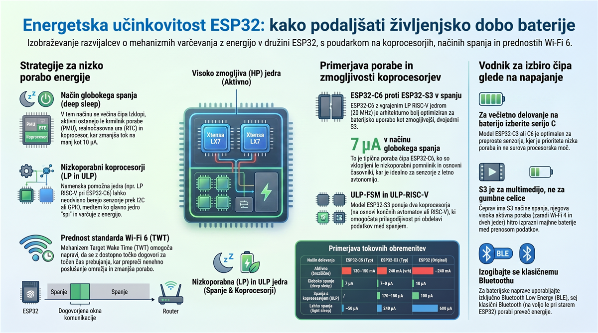 esp32 poraba energije Poraba energije ESP32 in varčnost za baterijske naprave