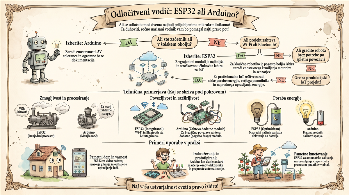 Odločitveni vodič kdaj izbrati ESP32 in kdaj Arduino