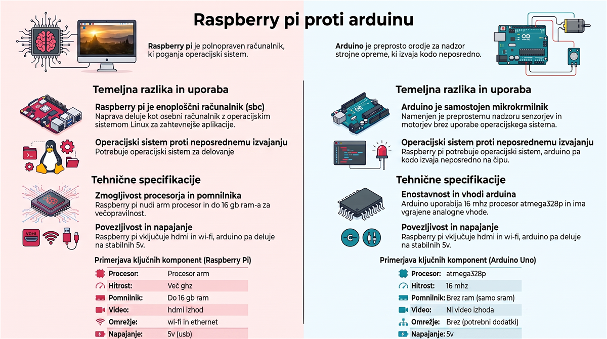 raspberry pi proti arduino primerjava Raspberry Pi proti Arduino – primerjava enoploščnega računalnika in mikrokrmilnika
