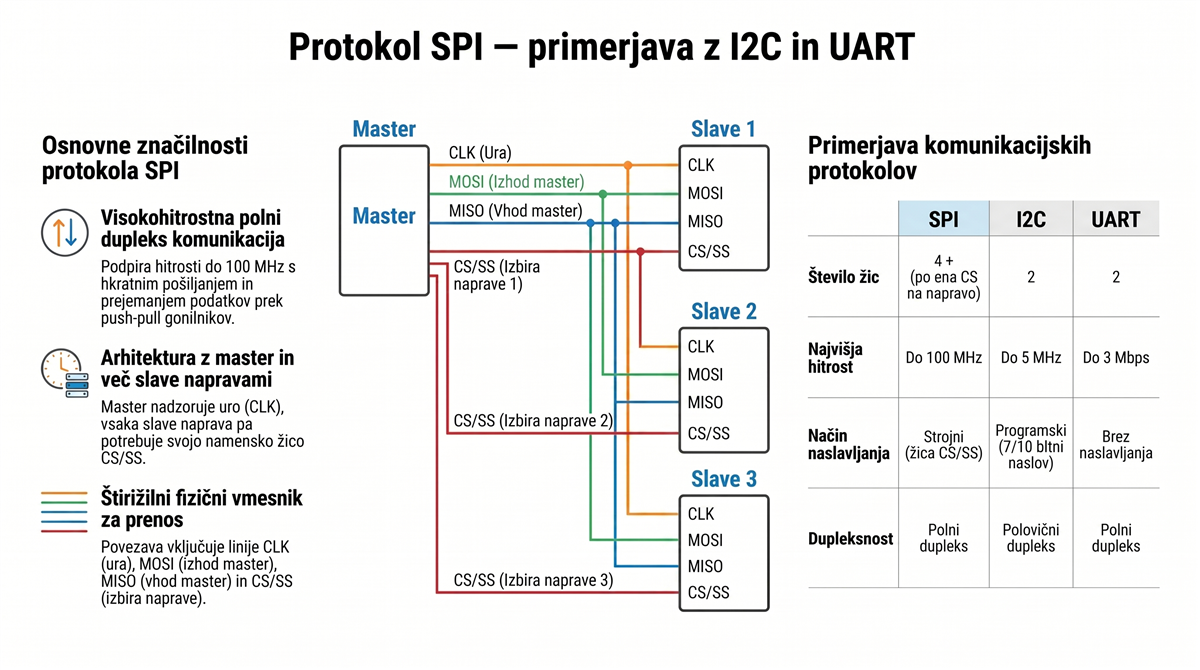 spi primerjava i2c uart Komunikacijski protokoli SPI, I2C in UART – primerjava po številu žic, hitrosti in arhitekturi