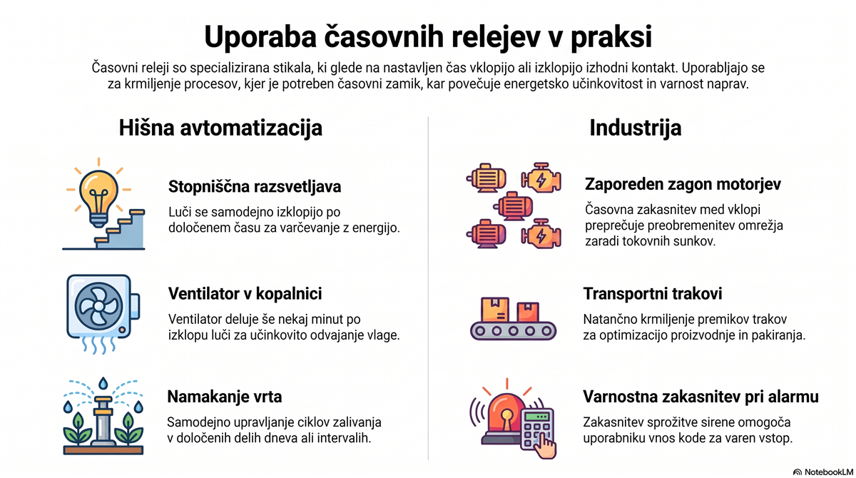 Primeri uporabe časovnega releja v hišni avtomatizaciji in industriji