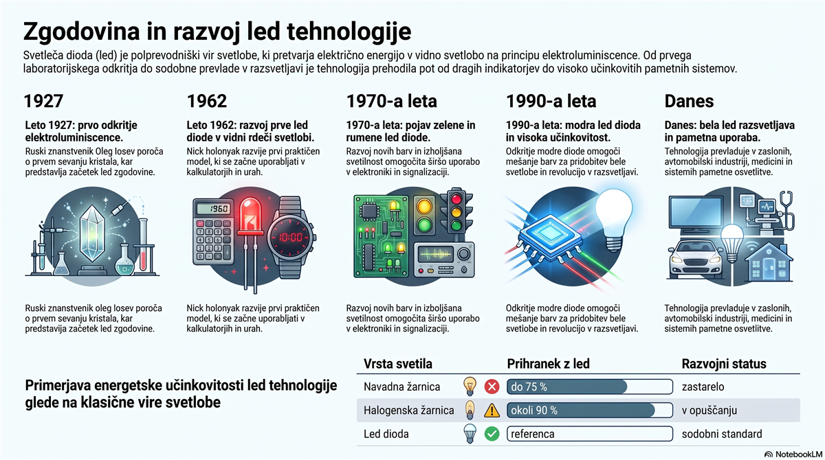 Zgodovina in razvoj LED diode od leta 1927 do danes