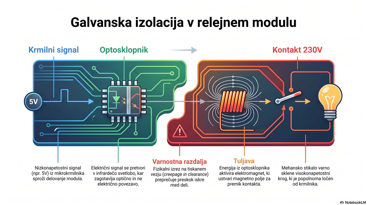 Galvanska izolacija pri releju 230V prek optosklopnika