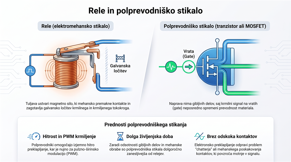 rele polprevodnisko stikalo Rele in polprevodniško stikalo – tranzistor in MOSFET