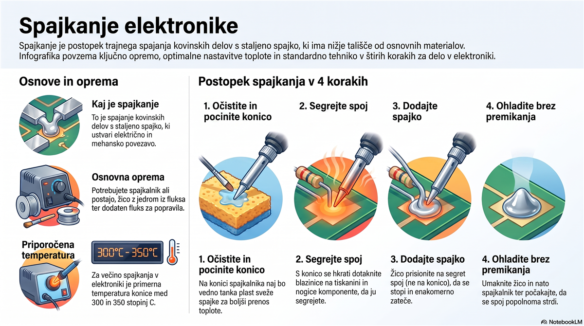 spajkanje elektronike vodnik Spajkanje elektronike – oprema, temperatura in postopek spajkanja v štirih korakih