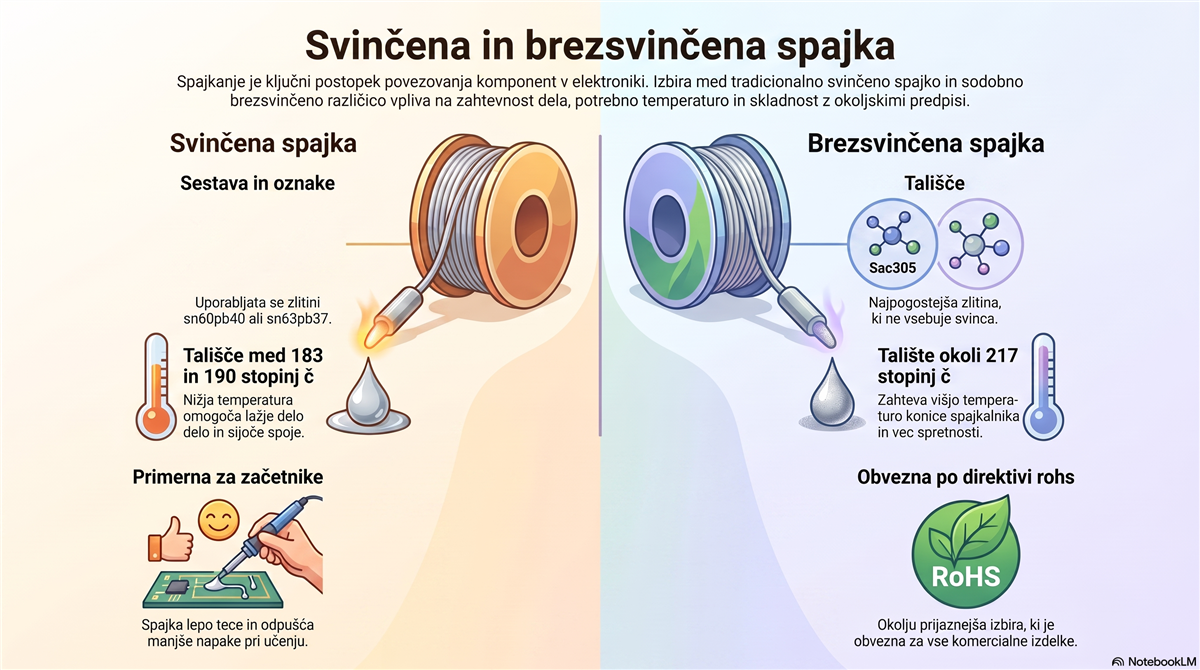 svincena in brezsvincena spajka Svinčena in brezsvinčena spajka za spajkanje elektronike