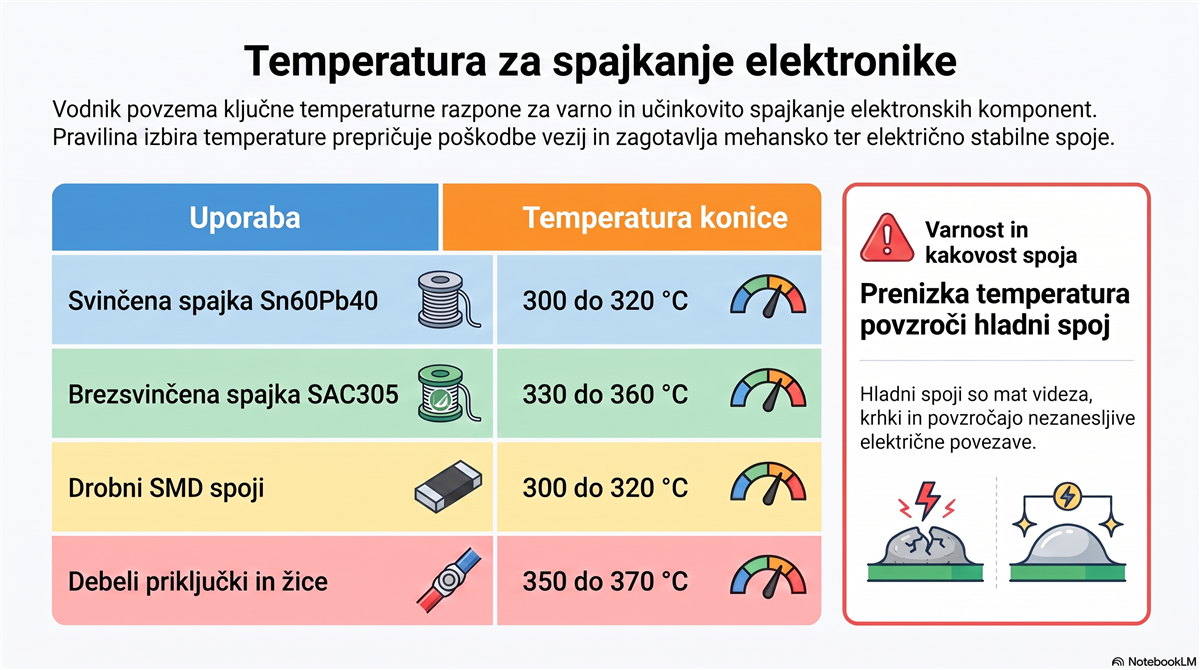 temperatura za spajkanje elektronike Temperatura za spajkanje elektronike po vrsti spajke