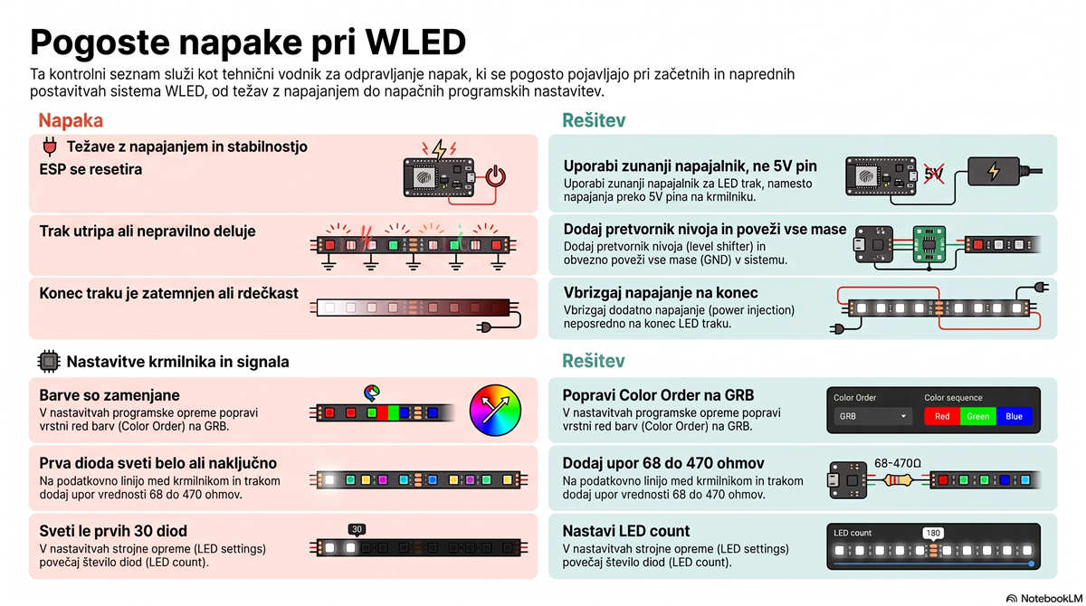 wled pogoste napake Pogoste napake pri postavitvi WLED in njihove rešitve