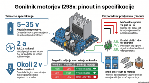 L298N pinout: sponke, krmilni pini in specifikacije modula